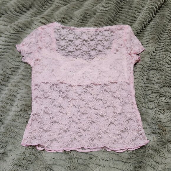 Delicate Pink Lace Tee - Picture 3 of 4